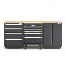 Semi-Industrial Black Workshop Garage Storage Cabinet Workbench UltraTools 1860mm x 530mm x 893mm