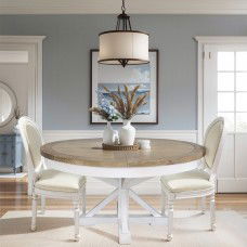 Hamptons 150cm-190cm Round Extendable Dining Table with White Trestle Leg