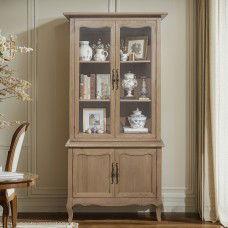 French Provincial Furniture Display Cabinet Cupboard Natural Ash