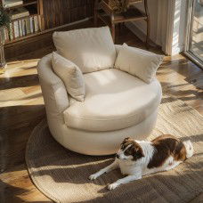 Austin Swivel Linen Snuggle Armchair