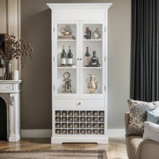 Hamptons Halifax Glass Door Display Cabinet with Wine Rack