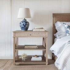 Hamptons Halifax  Natural Drawer Bedside Lamp Table Nightstand