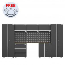 UltraTools 3380mm x 500mm x 1870mm  Black Workshop Garage Storage Cabinet Set