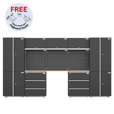 UltraTools 3380mm x 500mm x 1870mm Black Workshop Garage Storage Cabinet Set