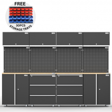 UltraTools 2704mm L x 500mm W x 1870mm H Black Workshop Garage Storage Cabinet Set