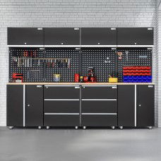 UltraTools 2704mm L x 500mm W x 1870mm H Black Workshop Garage Storage Cabinet Set