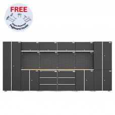 UltraTools 4065mm x 500mm x 1870mm Black Workshop Garage Storage Cabinet Set