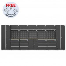 UltraTools 4740mm x 500mm x 1870mm Black Workshop Garage Storage Cabinet Set