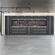 UltraTools 4740mm x 500mm x 1870mm Black Workshop Garage Storage Cabinet Set