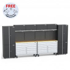 Mobile 8 Drawers Tool Chest With Storage Cabinets - UltraTools 4062mm x 480mm x 1964mm Stainless Steel 52"