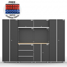 UltraTools 2704mm x 500mm x 1870mm Black Workshop Garage Storage Cabinet Set