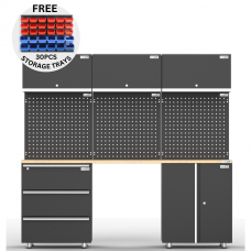 UltraTools 2030mm L x 500mm W x 1870mm H Black Workshop Garage Storage Cabinet Set