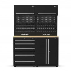 UltraTools 1500mm x 550mm x 2025mm Black Economy Workshop Garage Storage Cabinet Set