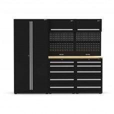UltraTools 2420mm x 550mm x 2025mm Black Economy Workshop Garage Storage Cabinet Set