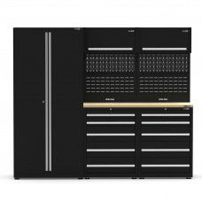 UltraTools 2420mm x 550mm x 2025mm Black Economy Workshop Garage Storage Cabinet Set