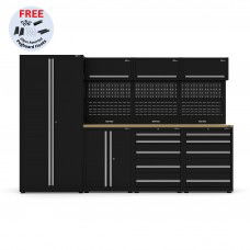 UltraTools 3150mm x 550mm x 2025mm Black Economy Workshop Garage Storage Cabinet Set