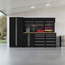UltraTools 3150mm x 550mm x 2025mm Black Economy Workshop Garage Storage Cabinet Set