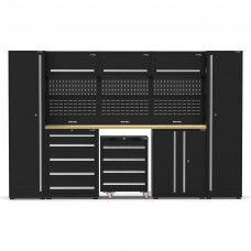 UltraTools 3250mm x 550mm x 2025mm Black Economy Workshop Garage Storage Cabinet Set