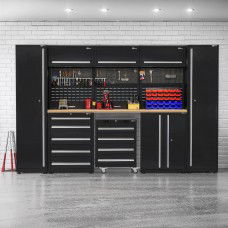 UltraTools 3250mm x 550mm x 2025mm Black Economy Workshop Garage Storage Cabinet Set