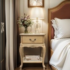 French Provincial Bedside Lamp Table - Ash