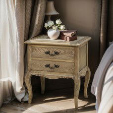 French Provincial Furniture Bedside Table with 2 drawers Natural Ash