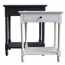 French Provincial Country Bedside Lamp Table Nightstand in Black White