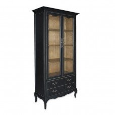 French Provincial Furniture Display Cabinet Bookcase Black