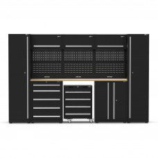UltraTools 3250mm x 550mm x 2025mm Black Economy Workshop Garage Storage Cabinet Set