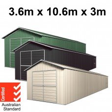 Double Barn Door Garage Shed 10.64m x 3.6m x 3m (Gable) Workshop with 7 Frames EXTRA High