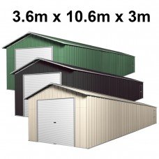Roller Door Garage Shed 3.6m x 10.64m x 3.07m
