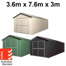Garage Shed 7.6m x 3.6m x 3m Double Barn Door Gable Workshop Extra High 5 Frames