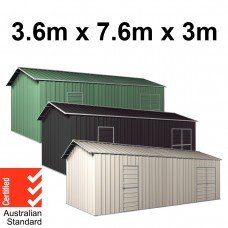 Garage Workshop Shed 7.6m x 3.6m x 3m Side Double Doors + PA doors 5 Frames Design EXTRA High