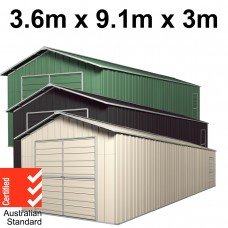 Double Barn Door Garage Shed 9.1m x 3.6m x 3m (Gable) Workshop with 6 Frames EXTRA High