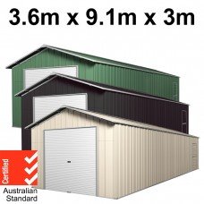 Roller Door Garage Shed 9.1m x 3.6m x 3m (Gable) Workshop