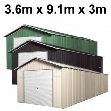 Roller Door Garage Shed 3.6m x 9.1m x 3.07m (Gable)