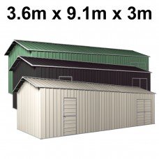 Colour Range - Garage Workshop Shed 3.6m x 9.12m x 3m Side Double Doors