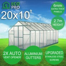 EcoPro 6mm Greenhouse 20 x 10ft 2.70m Height