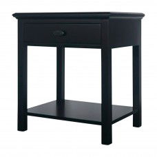 Hamptons Halifax Single Drawer Bedside Table Nightstand with Magazine Tray in BLACK or WHITE