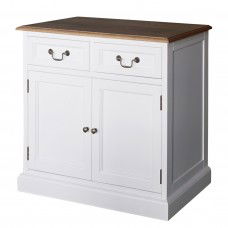 Hamptons 2 Drawers Small Sideboard Buffet in BLACK /White with Natural Top	