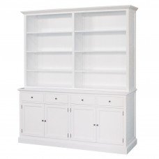 Hamptons Halifax Double Buffet with Drawers and Hutch Open Bookcase in BLACK or WHITE											