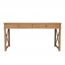 Hamptons Halifax Side Cross Console Hall Table/ Study Desk in Natural Oak