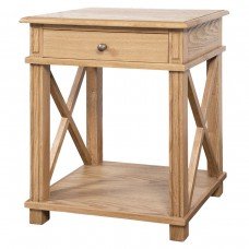 Hamptons Halifax One Drawer Bedside Lamp Table Nightstand - Natural Ash