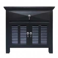 French Provincial Classic bedside table 1 Draw with Door Black front