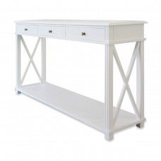 Hamptons Halifax Side Cross Drawers Console Hall Table Furniture White 