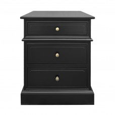 Hamptons Halifax Three Drawers Bedside Lamp Table Nightstand BLACK