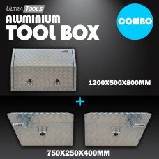 COMBO - Ultra Tools 2.5mm Aluminium 1200x500x800mm Full Side Opening Tool Box + 1.5mm Aluminium 750x250x400mm Under Tray Side Tool Box 