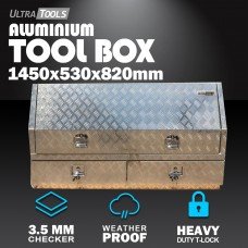 Aluminium Ute Tool Box 2.5mm 1450x530x820mm 2 Drawers Side Opening Vehicle Storage