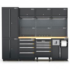Semi-Industrial Black Workshop Garage Storage Cabinet Set UltraTools 2475mm x 580mm x 2020mm