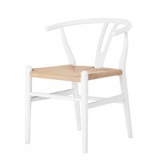 Set of 2 Replica Hans Wegner Wishbone Chairs - White Black Natural
