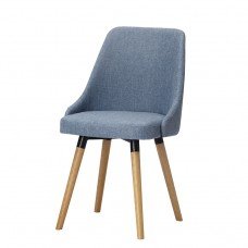Nordic Set of 2 Scandinavian Upholstered Fabric Dining Chairs - Grey Blue Cream 